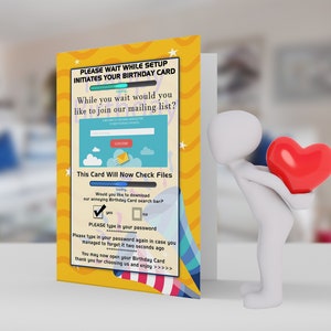 Computer Geburtstagskarte, nervige Computer Pop Up Bildschirm Fun Karte, 13 x 21 cm Karte und Umschlag
