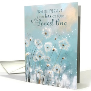 Papier cartonné professionnel 5 x 7 pouces et enveloppe Premier anniversaire de la perte d'un être cher