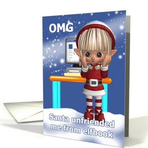 Cartão de Natal, Cartão de Natal divertido, Cartão de Natal humorístico do Elfbook (facebook), Cartão de Natal divertido