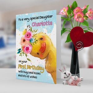1º personalizado | Primeiro Aniversário | 2º, 3º, Cartão de Aniversário - Filha|Neta| qualquer relação e nome