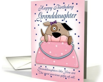 Granddaughter Birthday Card - Cute Purse Pet card