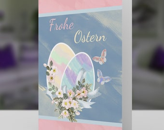 Frohe Ostern - German - Watercolour Easter Eggs