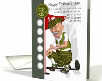 Giorno del padre, Golf del papà, cartolina d'auguri, con divertimento fumetto Golfer, padre, marito, nonno, zio, nonno, fratello