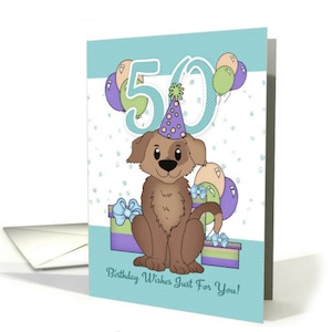 20o - 102nd cartão de aniversário | 20, 50, 60, 70, 80, 90, 100, cachorro de aniversário divertido com chapéu de festa