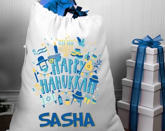 Hanukkah Gift Sack - similar to a Christmas Santa Sack! but a Hanukkah Sack.. with various Hanukkah Elments