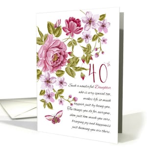 40. Geburtstag Tochter, Floral Tochter Geburtstagskarte