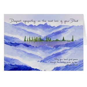 Perte de carte de sympathie papa, carte de sympathie à l’aquarelle - 5x7 Pro Card Stock et enveloppe