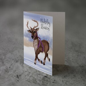 Nadolig Llawen, carte de Noel galloise avec jolie renne