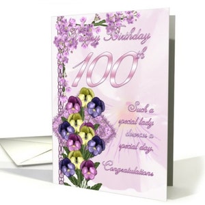 Pansy Birthday Greeting Card, from 70th to 100th birthday