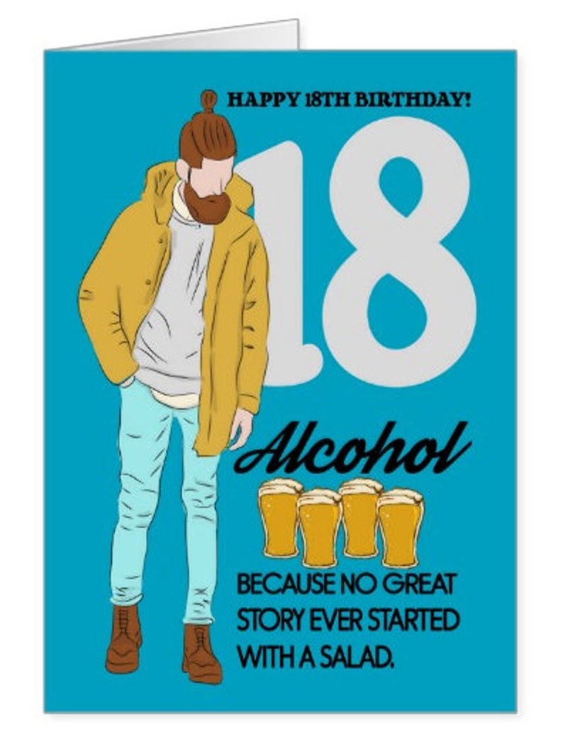 18e verjaardag alcohol trendy verjaardagskaart humoristische Etsy
