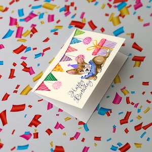 Corgi, carte de voeux d’anniversaire, carte d’anniversaire de chien mignonne Corgi