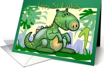 1st Birthday Card, Dinosaur Birthday Card, 2nd Birthday, 3rd Birthday, 4th Birthday, 5th Birthday Dinosaur Card