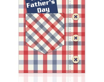 Fête des pères, poche de chemise de papa fête des pères, carte de fête des pères pour papa, carte de chemise pour la fête des pères