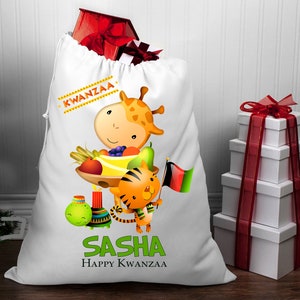 Kwanzaa Gift Sack Personalized personalised any name any bottom message Holiday Gift Sack