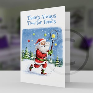 Biglietto d'auguri per fan del tennis di Babbo Natale con busta 5x7 cartoncino professionale