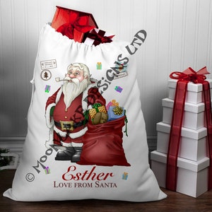 Santa Santa Sack | Father Christmas Sack | Personalized | Personalised Christmas Sack |Santa With a Sack on a sack