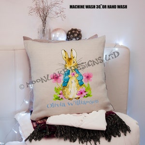 Personalised Petter Rabbit Floral Beatrix Potter Cushion Cover