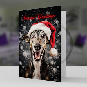 Biglietto di auguri di stagione del levriero, cane di Natale - cartoncino professionale 5x7 e busta