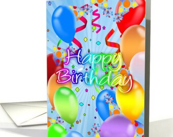 Birthday Card, Balloon Birthday Card - Happy Birthday Balloons card