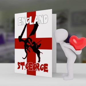 St. George es Day Gruß mit St. George Kampf gegen den Drachen - 5 x 7 mit Umschlag