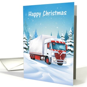Biglietto di Natale per camionista, fattorino o bambino che ama i camion, biglietto di Natale 5x7 cartoncino professionale e busta