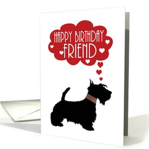 Birthday With Silhouette Scottish Terrier - Scottie Dog card Birthday Greeting Card, 5x7 pro card stock