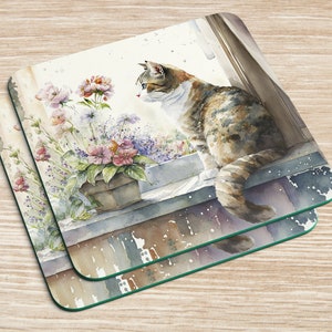 Blommiga katter från Paris, set om 4 eller singel, | Poeter | Hempresent | Heminredning | Höst | Underlägg | Present | enstaka tillgängliga