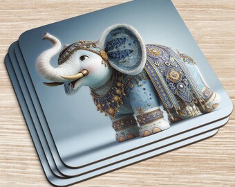 Elephant Highly Decorated Cute  Coaster set of 4 or single