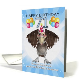 Funny Vulture Birthday Card With Balloons And Party Hat - 5x7 pro card stock and envelope
