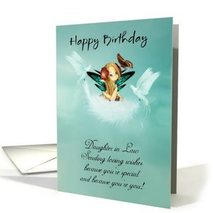 Fairy Birthday Card With Doves card, cute and sweet and full of love - lots of family relations for the card