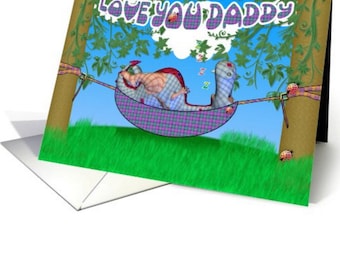 Carte de la fête des pères - dragon ronflant dormant, qui est papa ne ressemble pas à un dragon endormi? carte mignonne et amusante