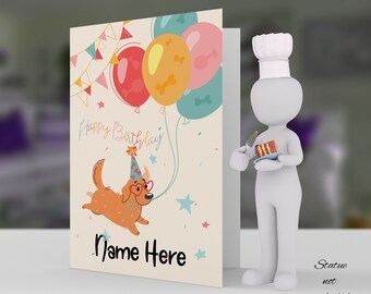 Birthday Card With Cute Dog and Balloons