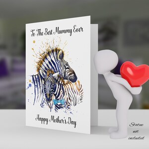 Mejor tarjeta de felicitación del Día de la Madre momia con cebra y bebé