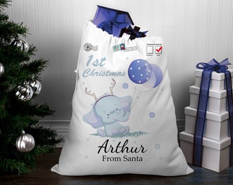 Elephant Reindeer, Babies 1st Christmas Sack | Christmas Sack | Personalized | Personalised Christmas Sack |