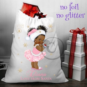 Princess Baby In Pink, African American . Santa Christmas Sack | Christmas Sack | Personalised Christmas Sack | NO glitter or NO gold :)
