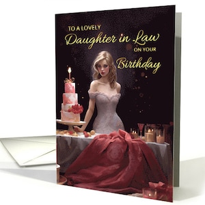 Schwiegermutter Geburtstag mit Frau mit Geburtstagstorte Karte 5x7 pro Karton und Umschlag