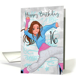 Carte d’anniversaire d’adolescent avec le thème branché de hip hop, 12, 13, 14, 15ème, beaucoup d’âge ou d’âge peuvent être sortis, carte moderne d’anniversaire de hip hop
