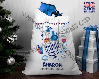 Hanukkah Gift Sack - similar to a Christmas Santa Sack! but a Hanukkah Sack.. with hanging decoration, more adult or older child