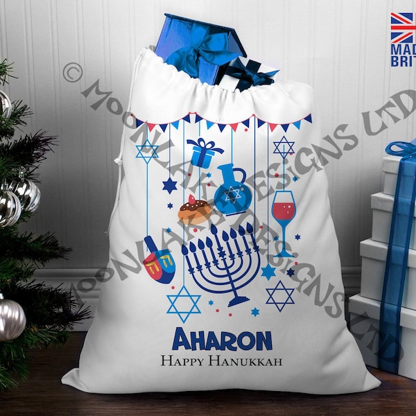Hanukkah Gift Sack - similar to a Christmas Santa Sack! but a Hanukkah Sack.. with hanging decoration, more adult or older child