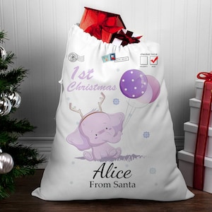 Elephant Reindeer, Babies 1st Christmas Sack | Christmas Sack | Personalized | Personalised Christmas Sack |