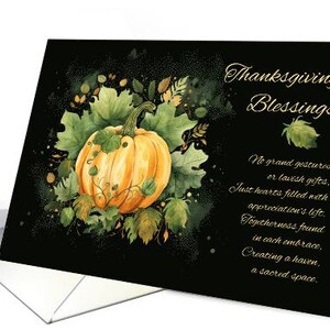 Carte de Thanksgiving, feuilles de citrouille et petit poème