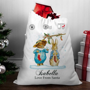 Peter Rabbit & Tom Kitten . Santa Christmas Sack | Christmas Sack | Personalized | Personalised Christmas Sack |Santa Sacks Beatrix Potter