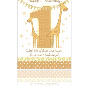 1ste verjaardag Card, Card van de Giraffe, Babys 1e kaart - een schattig kaartje zeker brengen een glimlach, met lekker vers