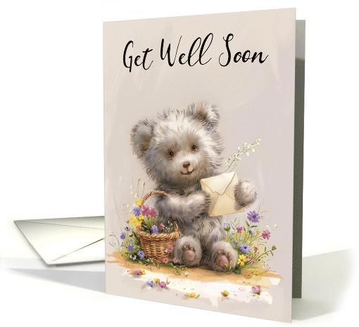 Me To You Tatty Teddy Plüschbär „Get Well Soon“ – 10 Cm, Grau, Mit Besticktem T-Shirt, Offizielle Kollektion