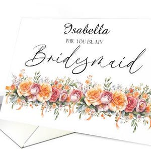 Brautjungfer werden Sie meine Brautjungfer sein mit Blumen beliebiger Name Karte Pro Karte und Umschlag 7x5