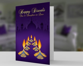 Diwali, Son & Daughter-in-Law, Diwali Greeting Card - there is no gold on this card