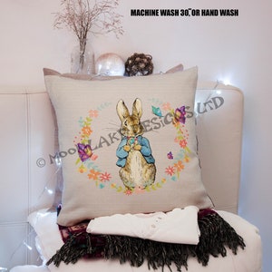 Personalised Peter Floral Beatrix Potter Cushion Cover