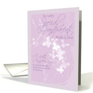 60e anniversaire de mariage Grands-parents Pink Butterflies carte