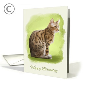 Chat Bengal, carte de voeux joyeux anniversaire avec peint Bengal cat carte