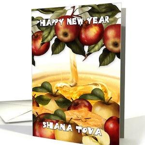 Rosh Hashanah tarjeta de felicitación con manzanas - tarjeta Shana Tova